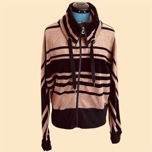 Calvin Klein velour zippered cowl neck jacket XL NWT